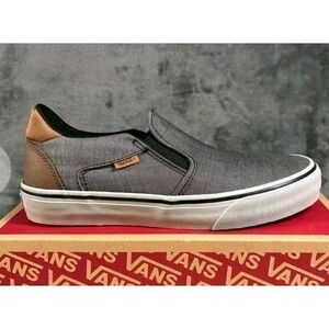 Vans Asher Deluxe Men's Slip On Shoes 8.5‎ Deluxe Ortholite Textile Black/Grey